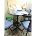 Blue w Black Accent Bistro Style Dining Set, Table, 3 Chairs